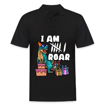 Je suis 6 Roars | Chemise d’anniversaire de dinosaure - Polo Homme - noir - Devant - Kai (181cm)