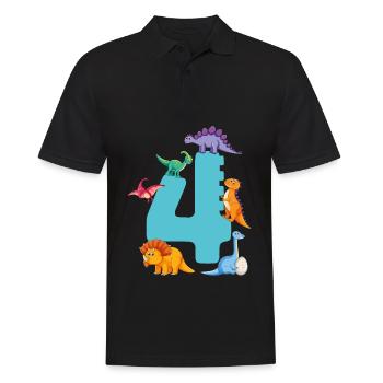 4ème anniversaire | Chemise d’anniversaire de dinosaure | - Polo Homme - noir - Devant - Kai (181cm)