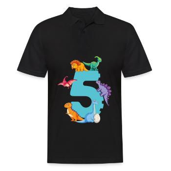 5th birthday | Dinosaur Birthday Shirt | - Men's Polo Shirt - black - Front - Kai (181cm)