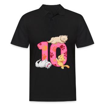 Chaton du 10e anniversaire | Chemise d’anniversaire de chat - Polo Homme - noir - Devant - Kai (181cm)