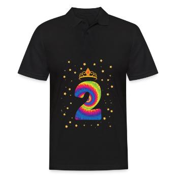 2. Geburtstag Krone | Tie Dye Themed Geburtstag | - Männer Poloshirt - Schwarz - Vorne - Kai (181cm)