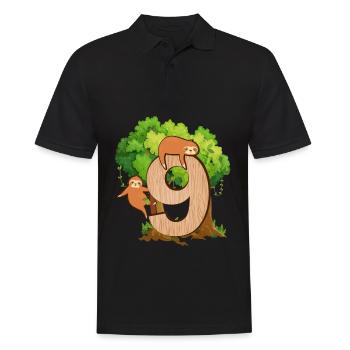 9th birthday | Sloth birthday | Sloth - Men's Polo Shirt - black - Front - Kai (181cm)