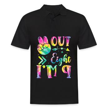 Peace Out Eight I'm 9 | Tie Dye Themed Geburtstag - Männer Poloshirt - Schwarz - Vorne - Kai (181cm)
