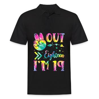 Peace Out Eighteen I'm 19 | Tie Dye Themed - Männer Poloshirt - Schwarz - Vorne - Kai (181cm)