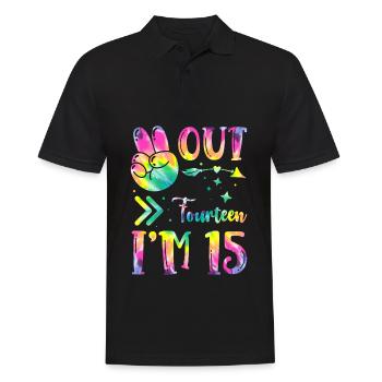 Peace Out Fourteen I'm 15 | Tie Dye Themed - Männer Poloshirt - Schwarz - Vorne - Kai (181cm)