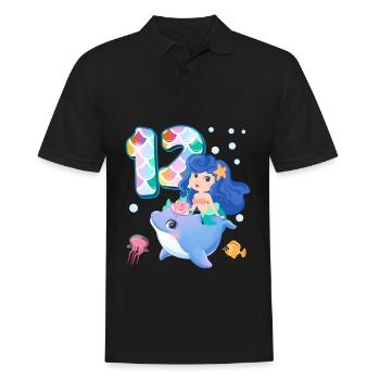 12th birthday | Mermaid Birthday | - Men's Polo Shirt - black - Front - Kai (181cm)