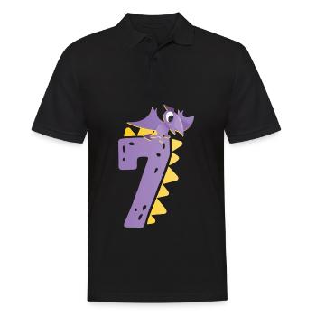 7e anniversaire | | d’anniversaire de dinosaure - Polo Homme - noir - Devant - Kai (181cm)