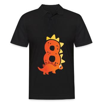 8. Geburtstag | Dinosaurier Geburtstag | - Männer Poloshirt - Schwarz - Vorne - Kai (181cm)