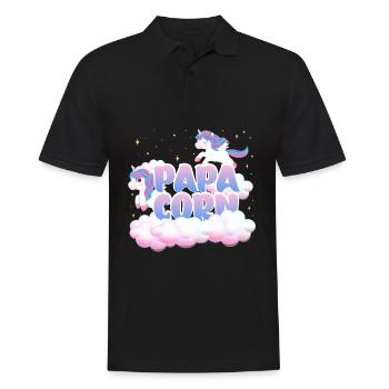 Papa maïs | Anniversaire Licorne | Thème Licorne | - Polo Homme - noir - Devant - Kai (181cm)