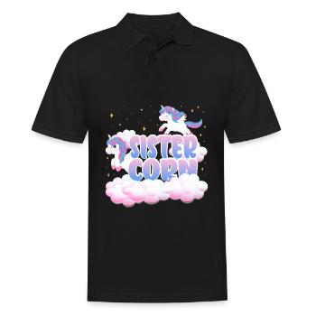 Schwester Mais | Einhorn Geburtstag | Einhorn - Männer Poloshirt - Schwarz - Vorne - Kai (181cm)