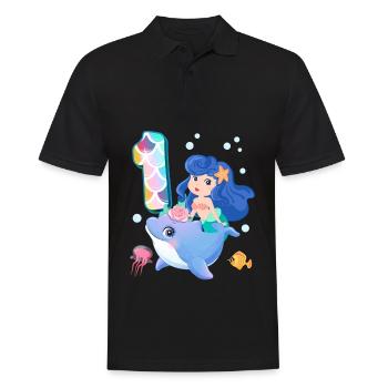 1er anniversaire | Anniversaire de sirène | - Polo Homme - noir - Devant - Kai (181cm)