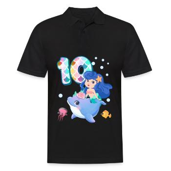 10th birthday | Mermaid Birthday | - Men's Polo Shirt - black - Front - Kai (181cm)