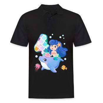 4ème anniversaire | | anniversaire de sirène - Polo Homme - noir - Devant - Kai (181cm)