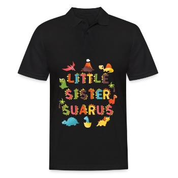 Schwester Saurus | Dinosaurier Geburtstag | - Männer Poloshirt - Schwarz - Vorne - Kai (181cm)