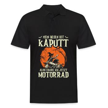 Mein Besen Ist Kaputt Also Fahre Ich Jetzt - Männer Poloshirt - Schwarz - Vorne - Kai (181cm)