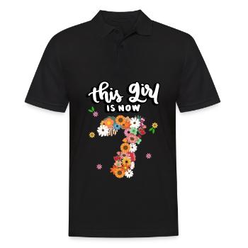 Cette fille est maintenant 7 fleurs colorées 7. - Polo Homme - noir - Devant - Kai (181cm)
