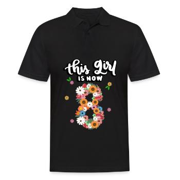 Dieses Mädchen Ist Jetzt 8 Bunte Blumen 8. - Männer Poloshirt - Schwarz - Vorne - Kai (181cm)