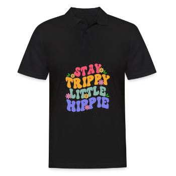 Stay Trippy Little Hippie Floral-themed Colorful - Men's Polo Shirt - black - Front - Kai (181cm)