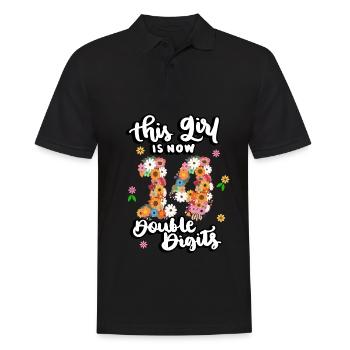 Dieses Mädchen Ist Jetzt 14 Double Digits Floral - Männer Poloshirt - Schwarz - Vorne - Kai (181cm)