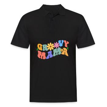 Groovy Mama Bloom Thème Floral Loisirs Colorés - Polo Homme - noir - Devant - Kai (181cm)