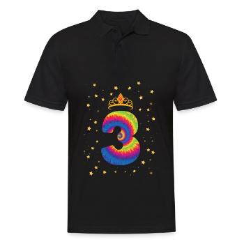 3ème anniversaire Krone | | d’anniversaire sur le thème de Tie Dye - Polo Homme - noir - Devant - Kai (181cm)