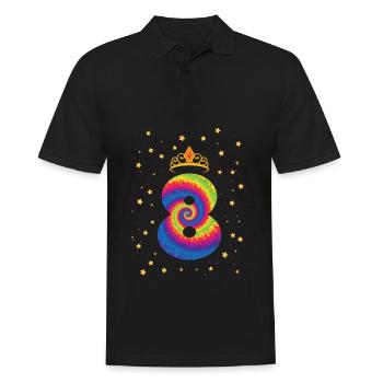 8ème anniversaire Krone | | d’anniversaire sur le thème de Tie Dye - Polo Homme - noir - Devant - Kai (181cm)