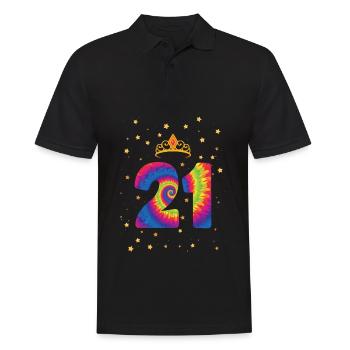 21. Geburtstag Krone | Tie Dye Themed Geburtstag - Männer Poloshirt - Schwarz - Vorne - Kai (181cm)