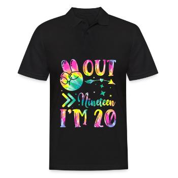 Peace Out Nineteen I'm 20 | Tie Dye Themed - Männer Poloshirt - Schwarz - Vorne - Kai (181cm)