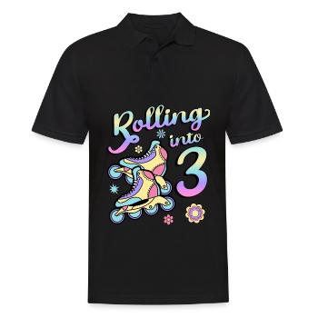 Rolling Into 3 Roller Skaters Skates 3rd year - Men's Polo Shirt - black - Front - Kai (181cm)