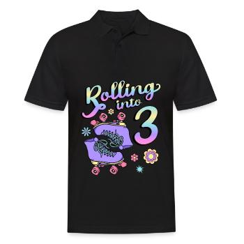 Rolling Into 3 Roller Skaters Floral 3rd Year - Men's Polo Shirt - black - Front - Kai (181cm)