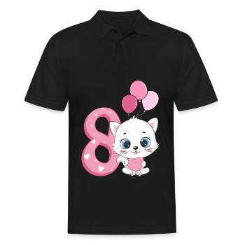 Chaton 8e anniversaire | Chemise d’anniversaire chat | - Polo Homme - noir - Devant - Kai (181cm)