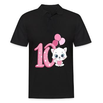 Chaton 10e anniversaire | Chemise d’anniversaire chat - Polo Homme - noir - Devant - Kai (181cm)