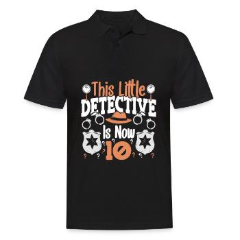 Ce petit détective a maintenant 10, 10 ans - Polo Homme - noir - Devant - Kai (181cm)