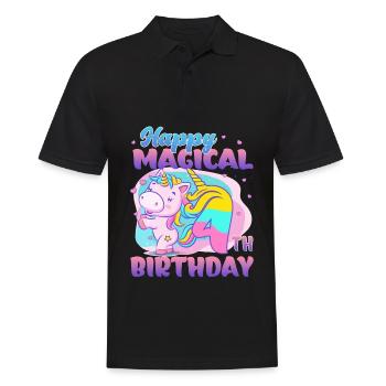 Joyeux magique 4ème anniversaire licorne - Polo Homme - noir - Devant - Kai (181cm)