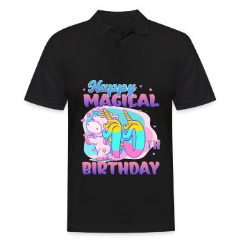 Happy 10th Birthday Unicorn Pony - Men's Polo Shirt - black - Front - Kai (181cm)