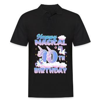 Happy Magical 10th Birthday Unicorn Pony - Men's Polo Shirt - black - Front - Kai (181cm)