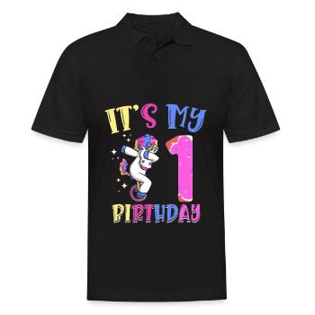 C’est mon 1 anniversaire de dabbing licorne poney 1. - Polo Homme - noir - Devant - Kai (181cm)