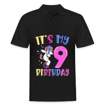 Es Ist Mein 9 Geburtstag Tupfende Einhorn Pony 9. - Männer Poloshirt - Schwarz - Vorne - Kai (181cm)