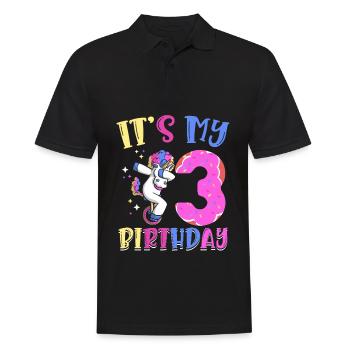 C’est mon 3 anniversaire Dabbing Unicorn Pony 3. - Polo Homme - noir - Devant - Kai (181cm)