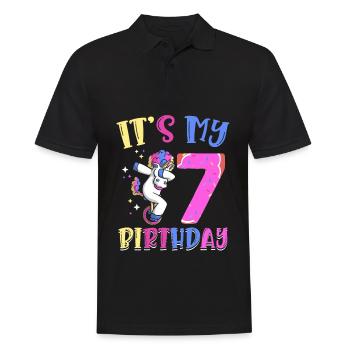 C’est mon 7 anniversaire dabbing licorne poney 7. - Polo Homme - noir - Devant - Kai (181cm)