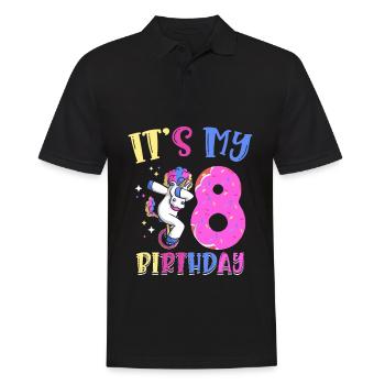 Es Ist Mein 8 Geburtstag Tupfende Einhorn Pony 8. - Männer Poloshirt - Schwarz - Vorne - Kai (181cm)
