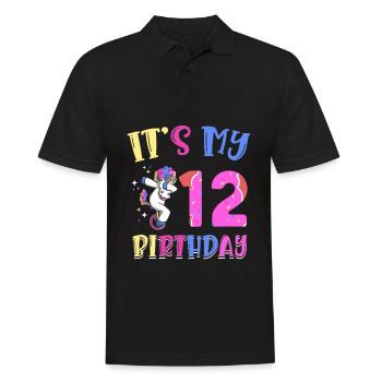Es Ist Mein 12 Geburtstag Dabbing Einhorn Pony 12. - Männer Poloshirt - Schwarz - Vorne - Kai (181cm)