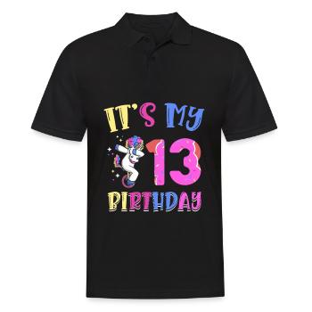 C’est mon 13e anniversaire Dabbing Unicorn Pony - Polo Homme - noir - Devant - Kai (181cm)