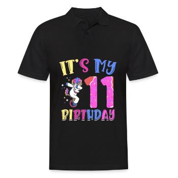 Es Ist Mein 11 Geburtstag Tupfende Einhorn Pony - Männer Poloshirt - Schwarz - Vorne - Kai (181cm)