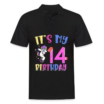 Es Ist Mein 14. Geburtstag Tupfende Einhorn Pony - Männer Poloshirt - Schwarz - Vorne - Kai (181cm)