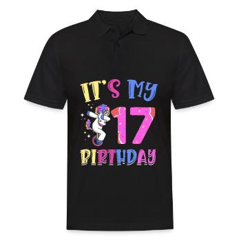 Es Ist Mein 17. Geburtstag Tupfende Einhorn Pony - Männer Poloshirt - Schwarz - Vorne - Kai (181cm)