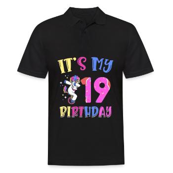 Es Ist Mein 19 Geburtstag Tupfende Einhorn Pony - Männer Poloshirt - Schwarz - Vorne - Kai (181cm)