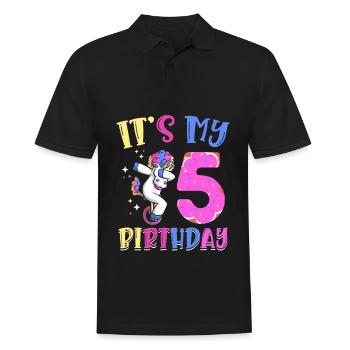 It's my 5 birthday polking unicorn pony 5. - Men's Polo Shirt - black - Front - Kai (181cm)
