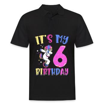 Es Ist Mein 6 Geburtstag Tupfende Einhorn Pony 6. - Männer Poloshirt - Schwarz - Vorne - Kai (181cm)