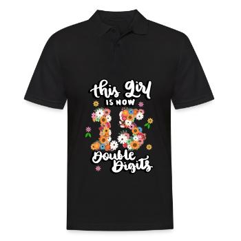 Dieses Mädchen Ist Jetzt 15 Double Digits Floral - Männer Poloshirt - Schwarz - Vorne - Kai (181cm)